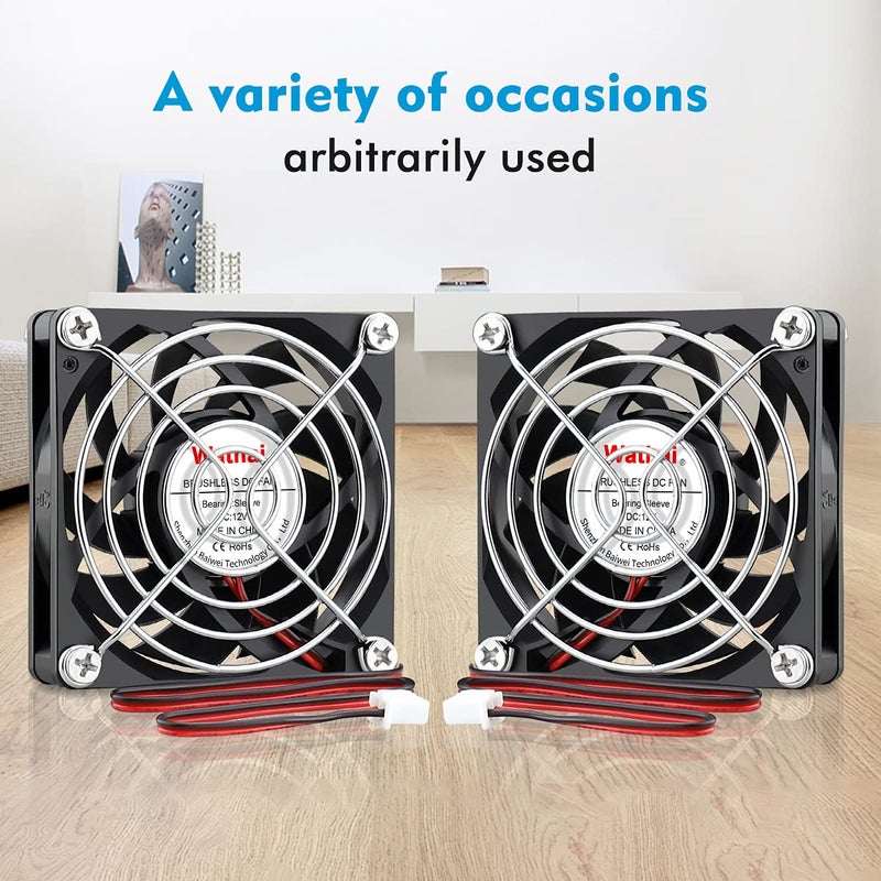 Wathai DC 12V Cooler Case Fan 70mm x 70mm x 15mm 2Pin Brushless Cooling Fan High Performance 2Pack - Image 5